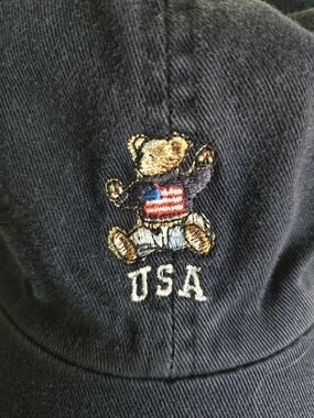 USA Teddy Bear Embroidered Navy Women's Baseball Cap
